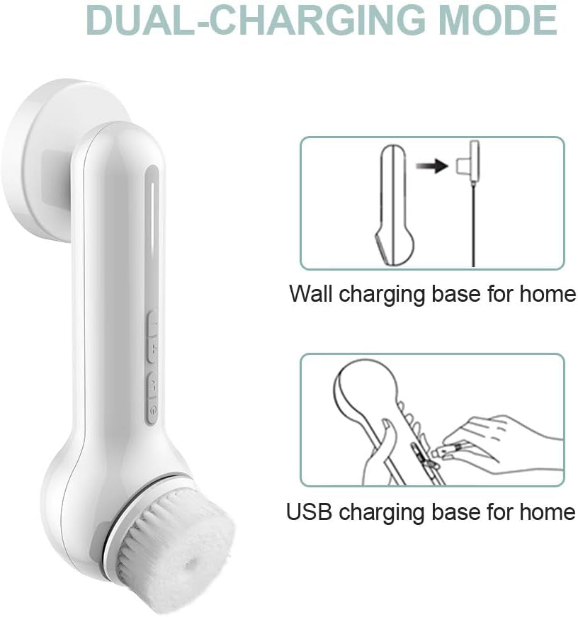 Upgraded Electric Face Scrubber Exfoliator with 3 Brush Heads - 360° Spin for Deep Cleansing, Massaging & Waterproof Design