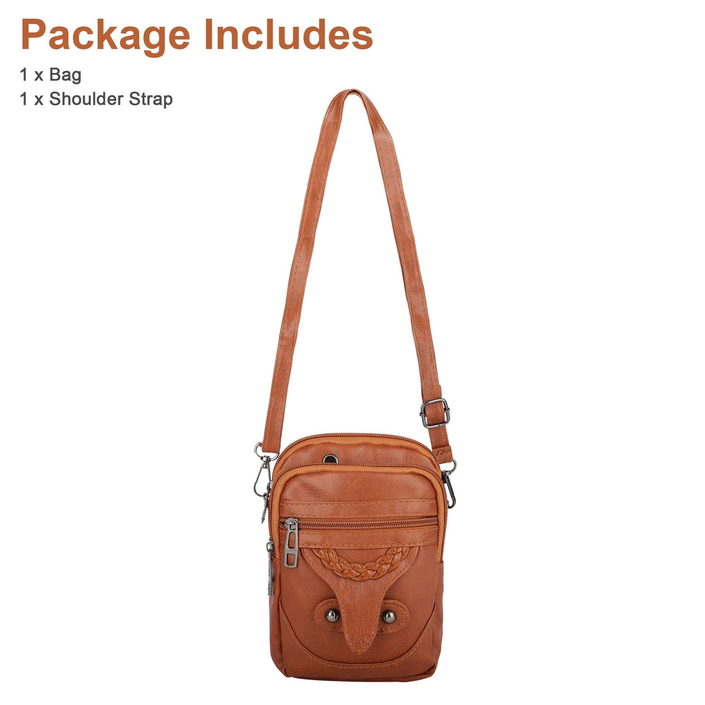 Crossbody Cell Phone Bag - Compact PU Leather Purse for Men and Women with Multiple Pockets and Adjustable Strap