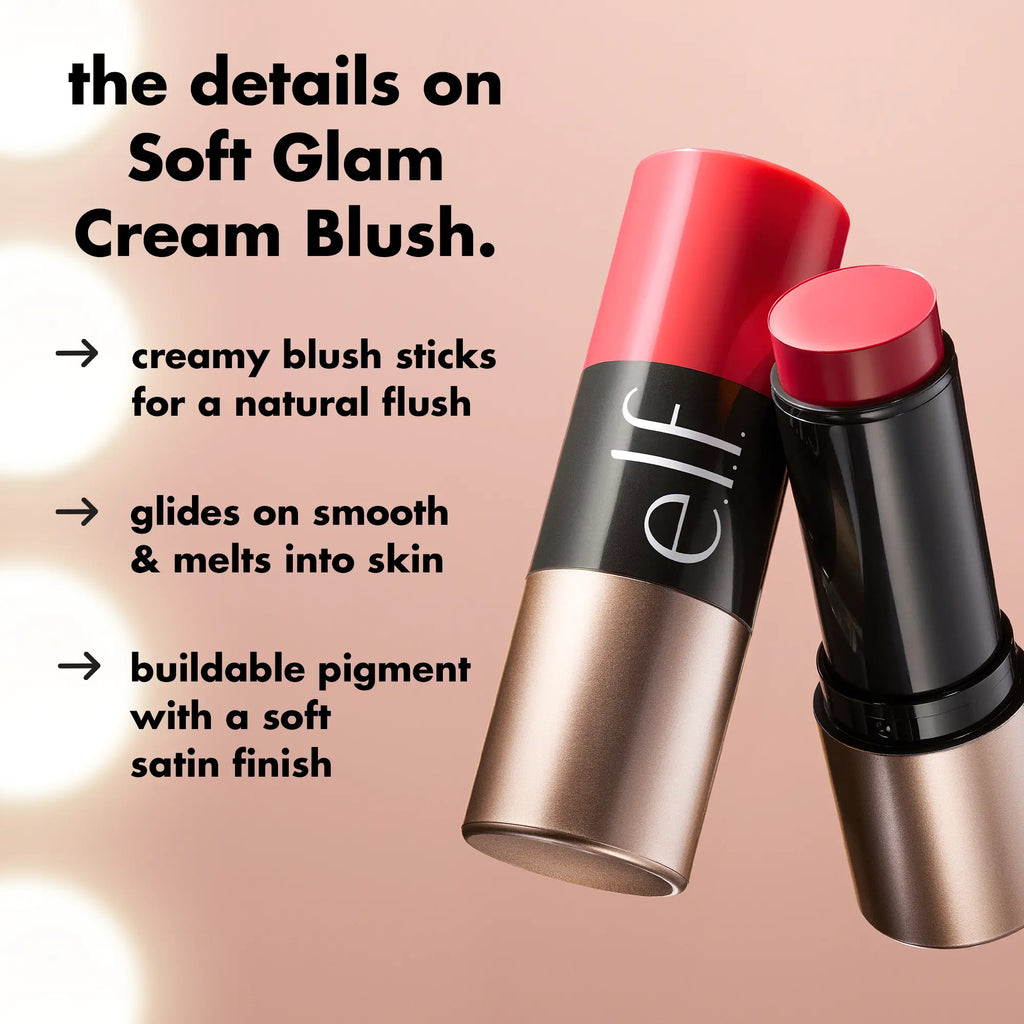E.L.F. Soft Glam Cream Blush, Makeup Cosmetic for Natural Flush Finish