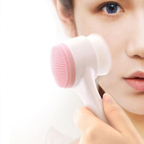 2-in-1 Silicone Facial Cleansing Brush for Deep Pore Exfoliation & Blackhead Removal - Manual Scrubbing & Massage Tool