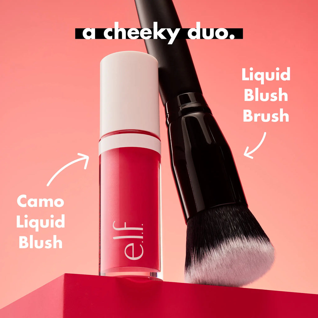 E.L.F. Sunset Flush Blush Bundle - Camo Liquid Blushes in Hot Pink & Coral Crush with Angled Brush for Ombre Effect