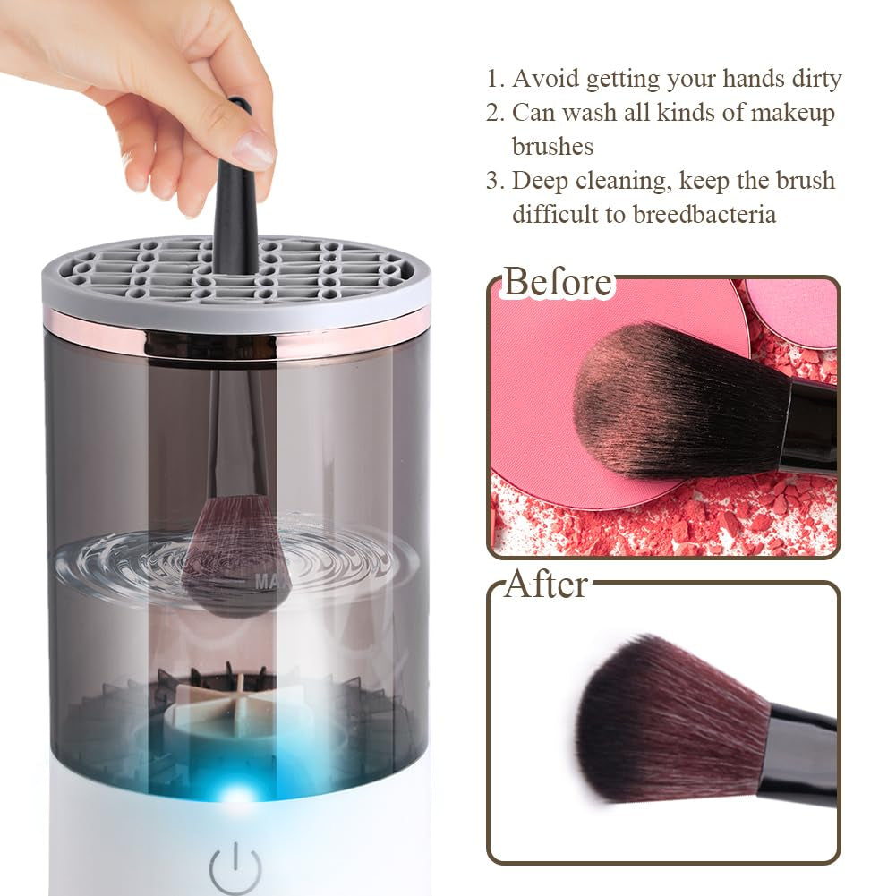 Revolutionary Electric Makeup Brush Cleaner & Mat - Effortless Cleaning for All Brush Sizes, Perfect Gift for Her!