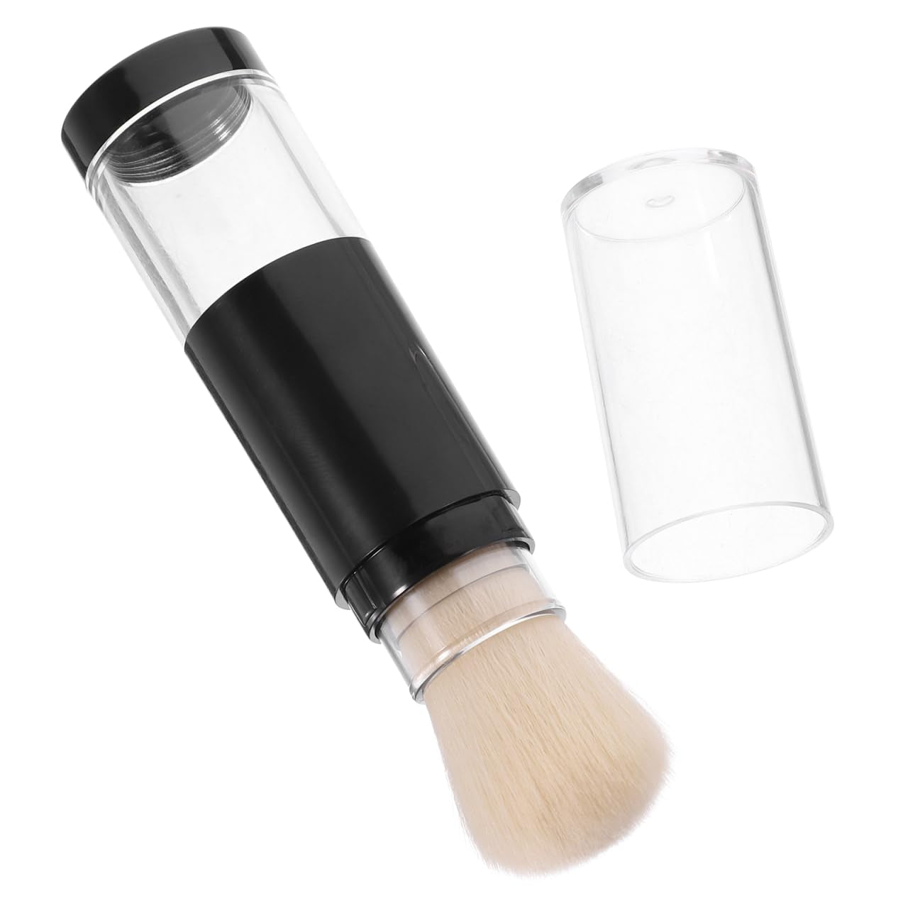Refillable Powder Brush with Pressure Dispensing Bottle - Soft Makeup Brush for Loose Powder, Foundation, and Highlight - Travel-Friendly Cosmetic Tool