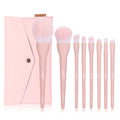 8-Piece Professional Makeup Brush Set with Foundation, Blending, and Eyeshadow Brushes in Pink Bag