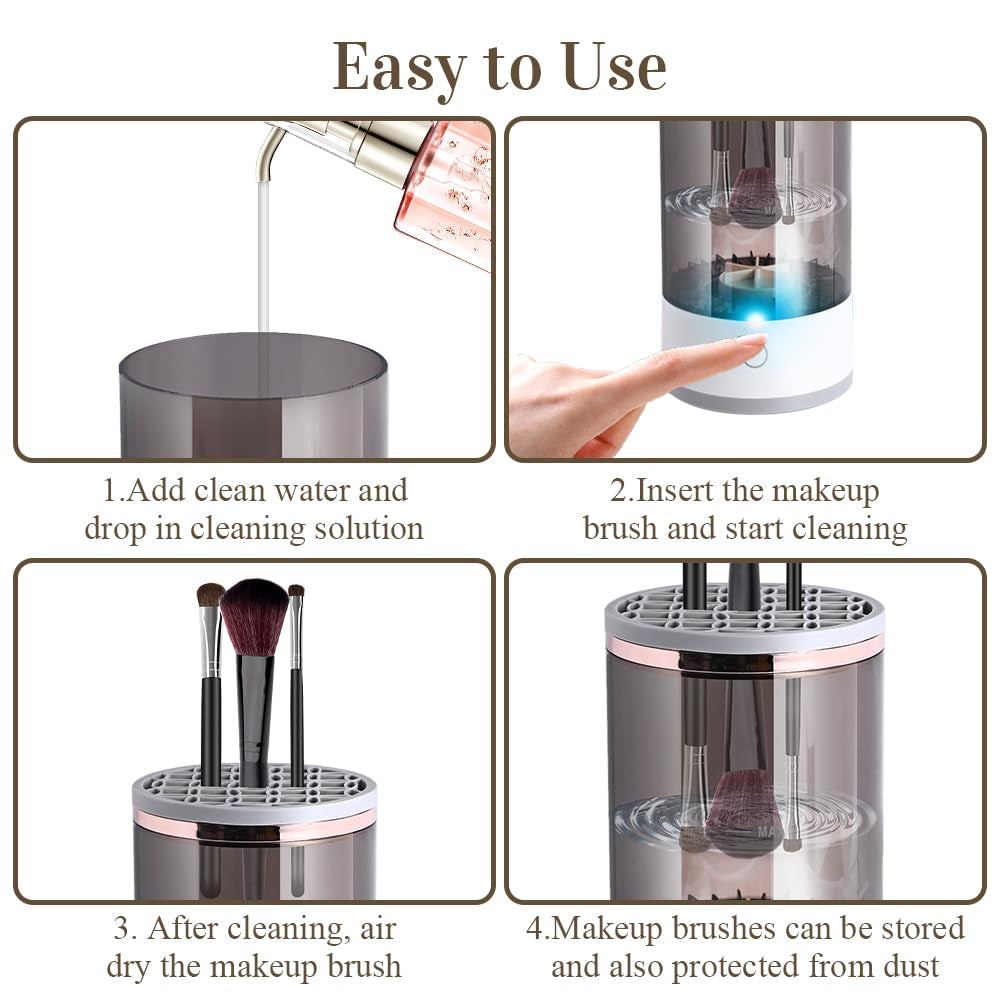 Revolutionary Electric Makeup Brush Cleaner & Mat - Effortless Cleaning for All Brush Sizes, Perfect Gift for Her!