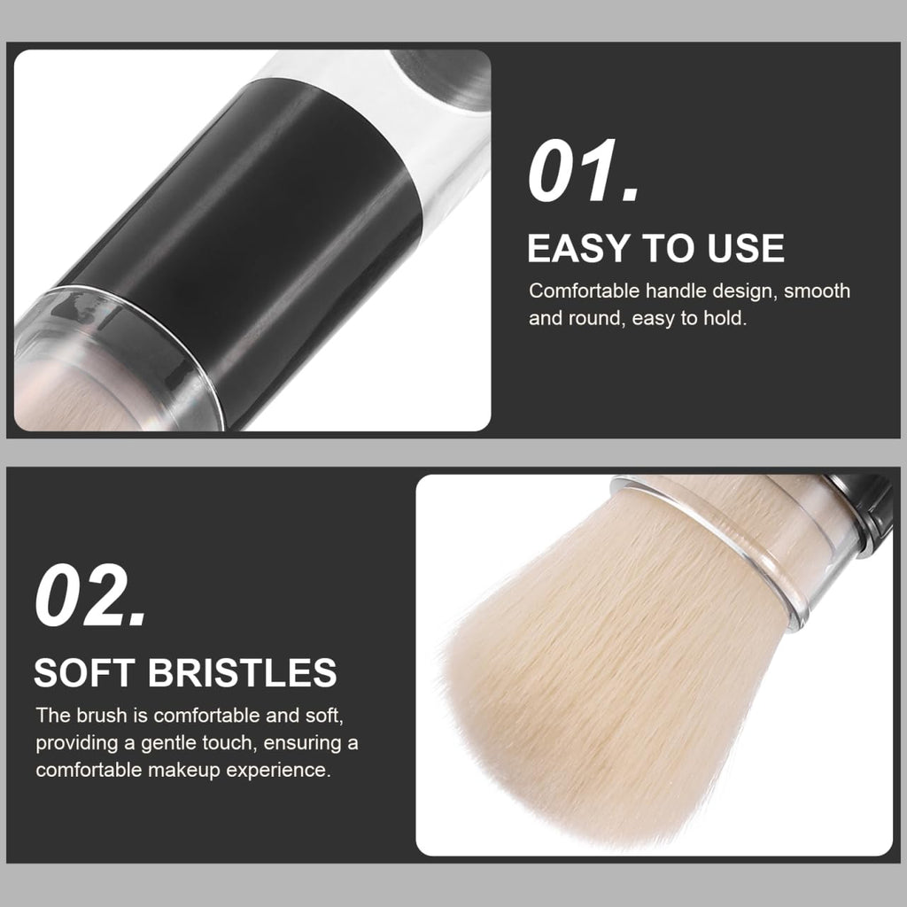 Refillable Powder Brush with Pressure Dispensing Bottle - Soft Makeup Brush for Loose Powder, Foundation, and Highlight - Travel-Friendly Cosmetic Tool