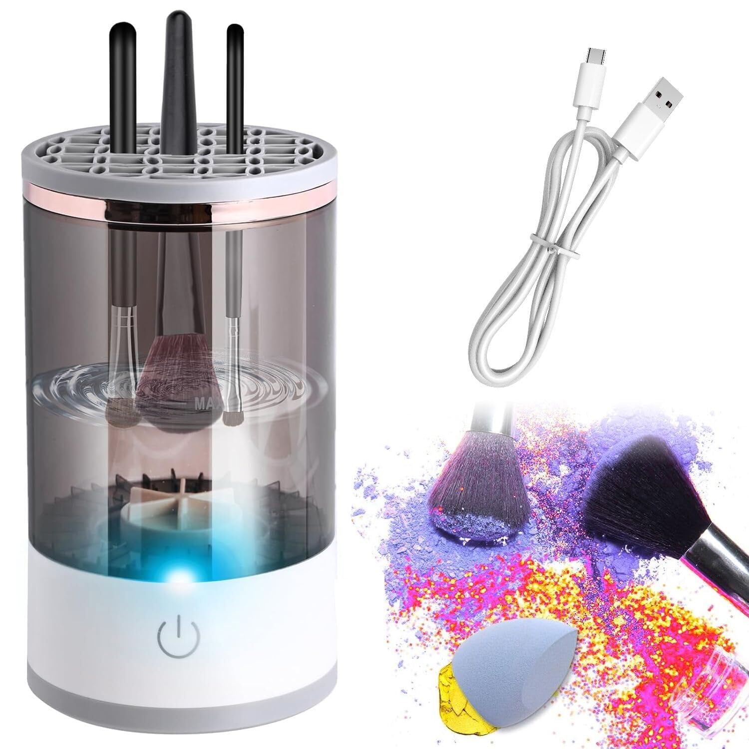 Revolutionary Electric Makeup Brush Cleaner & Mat - Effortless Cleaning for All Brush Sizes, Perfect Gift for Her!