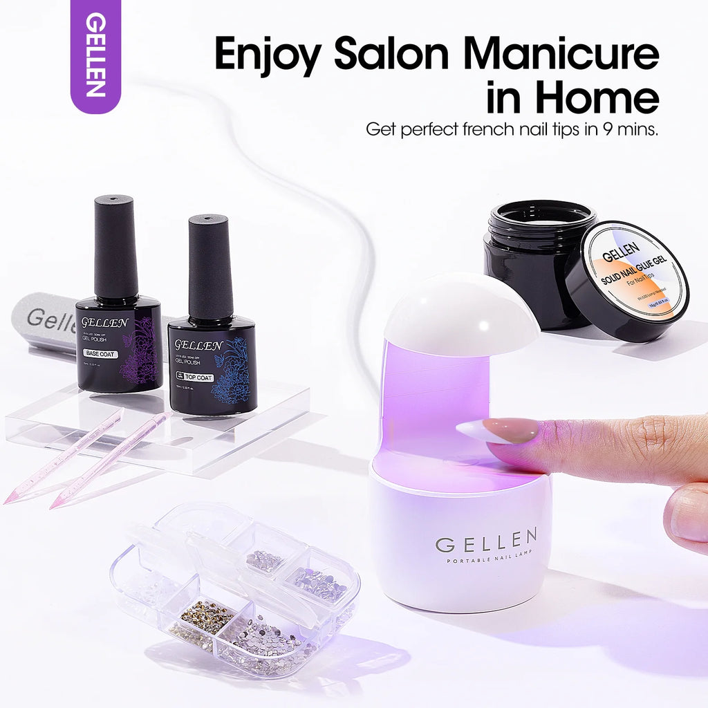 Ultimate French Tips Gel Nail Kit - 240 Pcs Brown Almond Acrylic Nails with Gel Top & Base Coat, UV Lamp, Nail Glue, and Charms for Salon-Quality Manicures at Home!