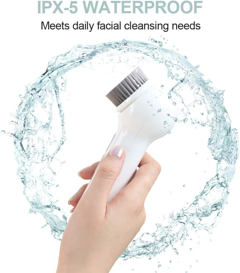 Upgraded Electric Face Scrubber Exfoliator with 3 Brush Heads - 360° Spin for Deep Cleansing, Massaging & Waterproof Design