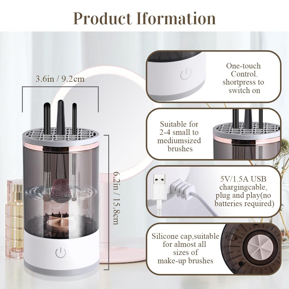 Revolutionary Electric Makeup Brush Cleaner & Mat - Effortless Cleaning for All Brush Sizes, Perfect Gift for Her!