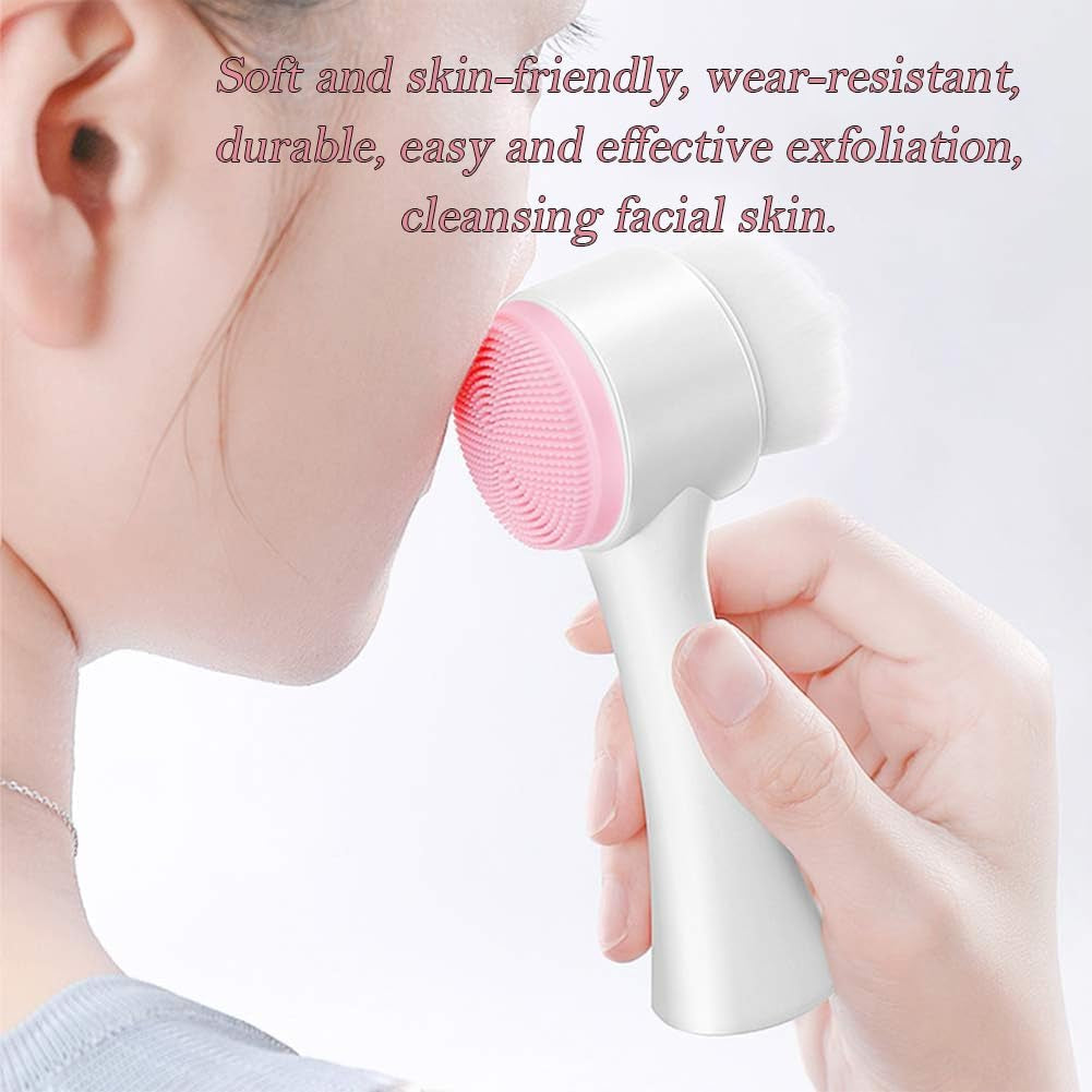 2-in-1 Silicone Facial Cleansing Brush for Deep Pore Exfoliation & Blackhead Removal - Manual Scrubbing & Massage Tool