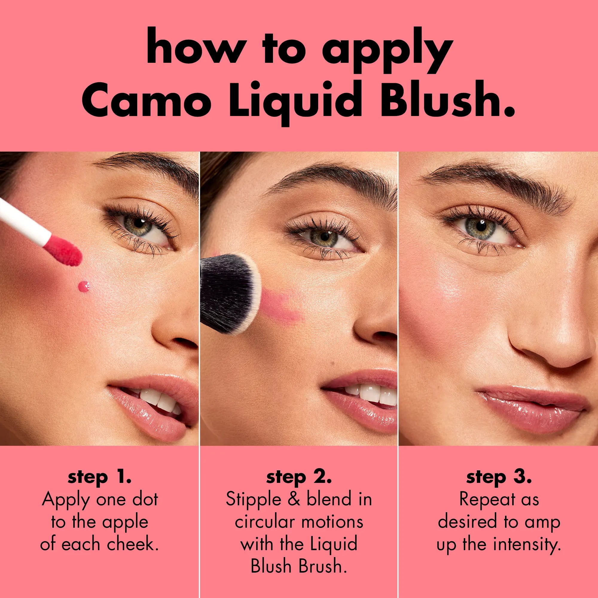 E.L.F. Sunset Flush Blush Bundle - Camo Liquid Blushes in Hot Pink & Coral Crush with Angled Brush for Ombre Effect
