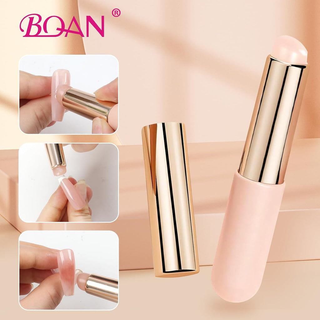 3-Piece Pink Silicone Nail Art Brush Set for Ombre, Chrome, and French Manicure - Perfect Stamping Tool!