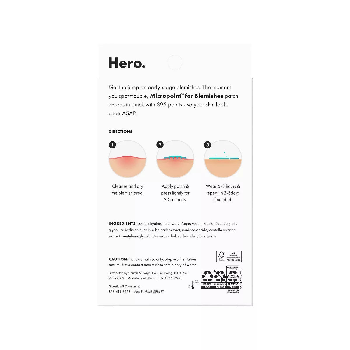 Hero Mighty Patch Micropoint for Blemishes - 8ct | Paraben-Free, Sulfate-Free, with Salicylic Acid for Acne-Prone Skin