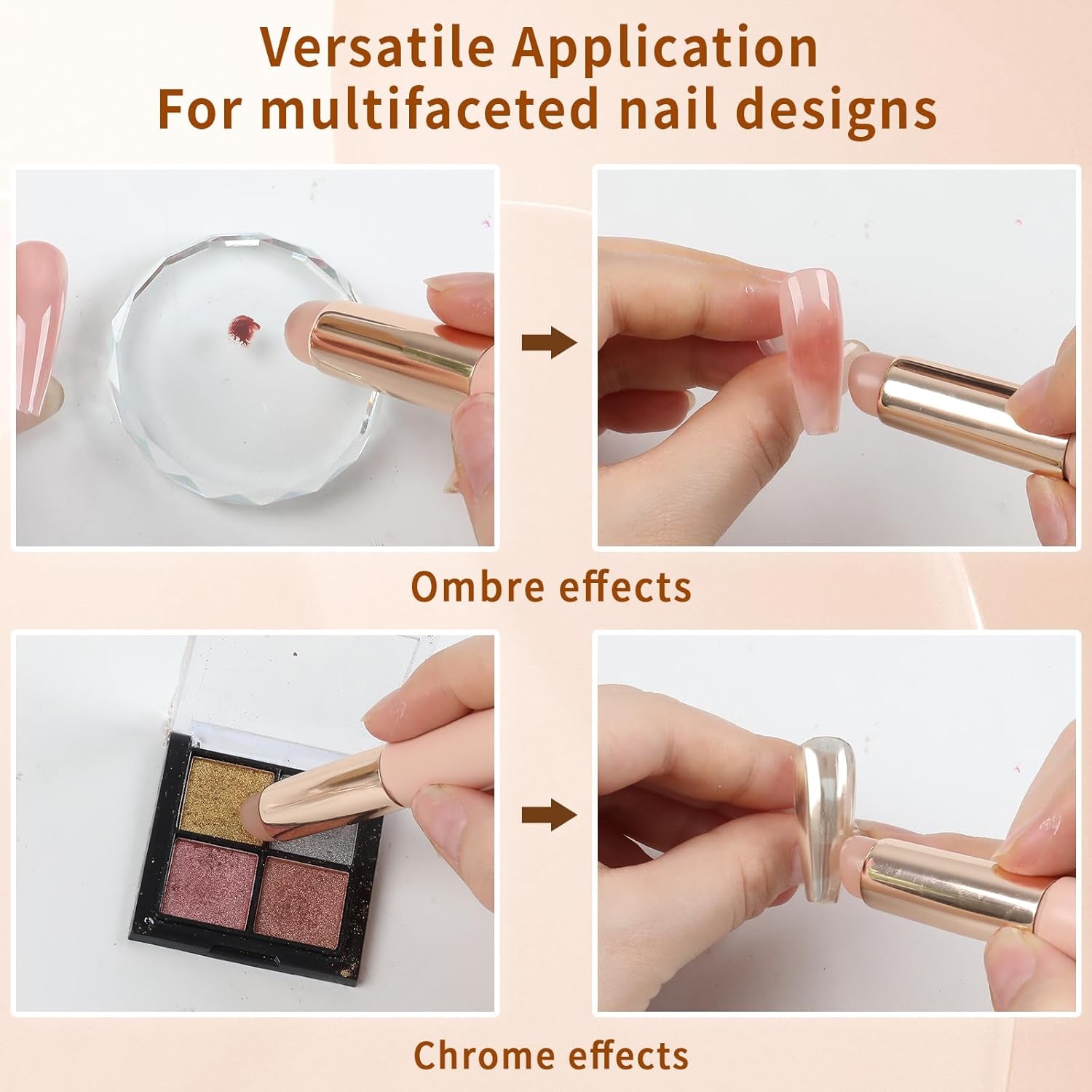 3-Piece Pink Silicone Nail Art Brush Set for Ombre, Chrome, and French Manicure - Perfect Stamping Tool!
