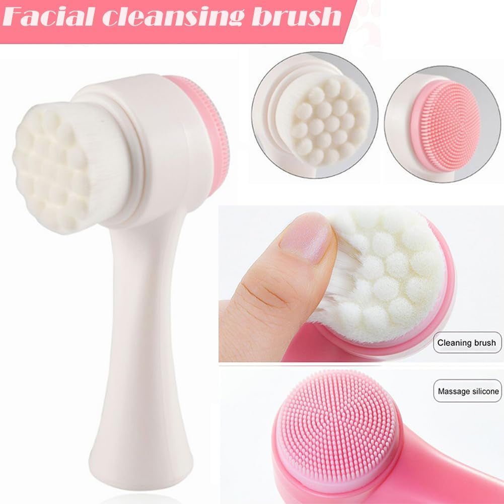 2-in-1 Silicone Facial Cleansing Brush for Deep Pore Exfoliation & Blackhead Removal - Manual Scrubbing & Massage Tool
