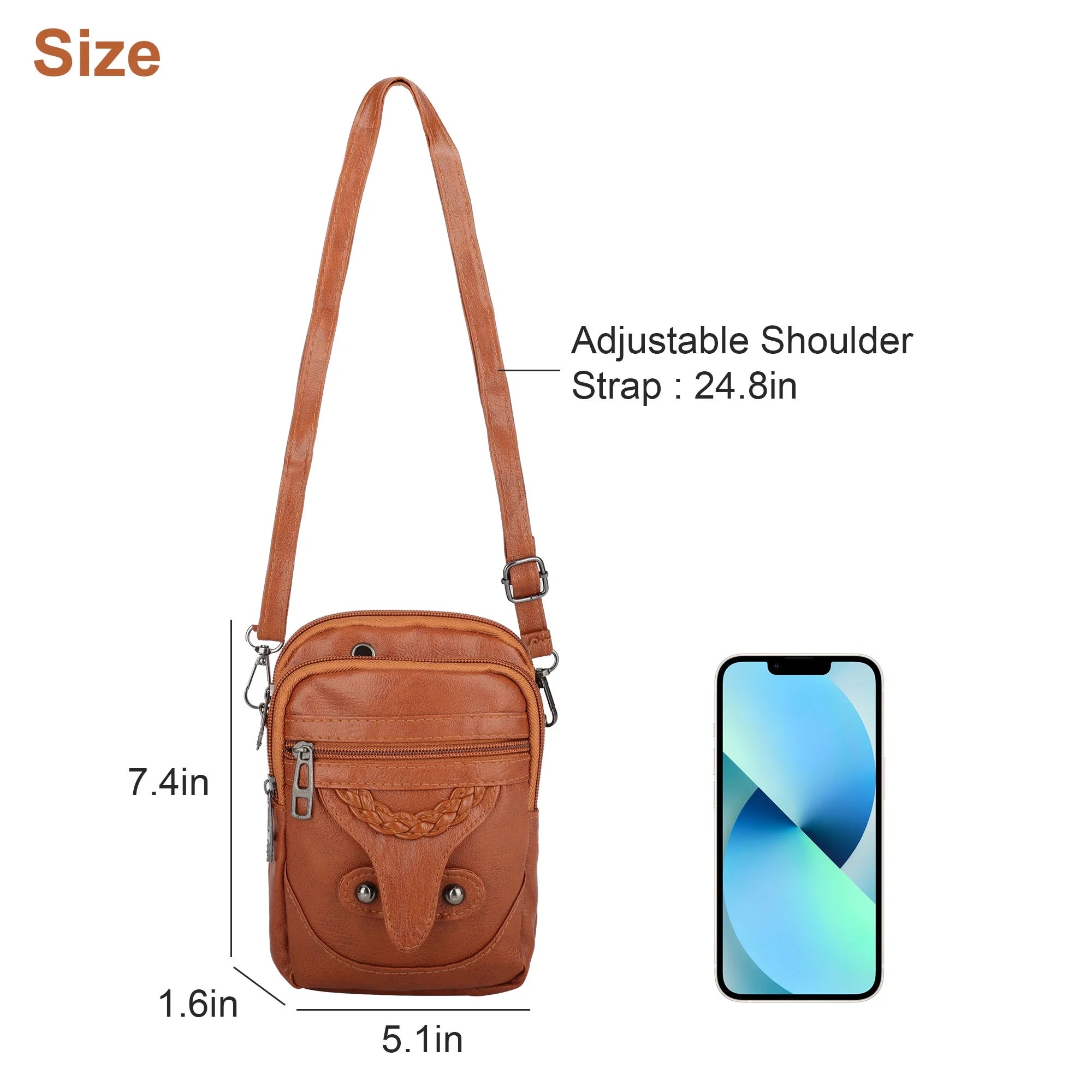 Crossbody Cell Phone Bag - Compact PU Leather Purse for Men and Women with Multiple Pockets and Adjustable Strap