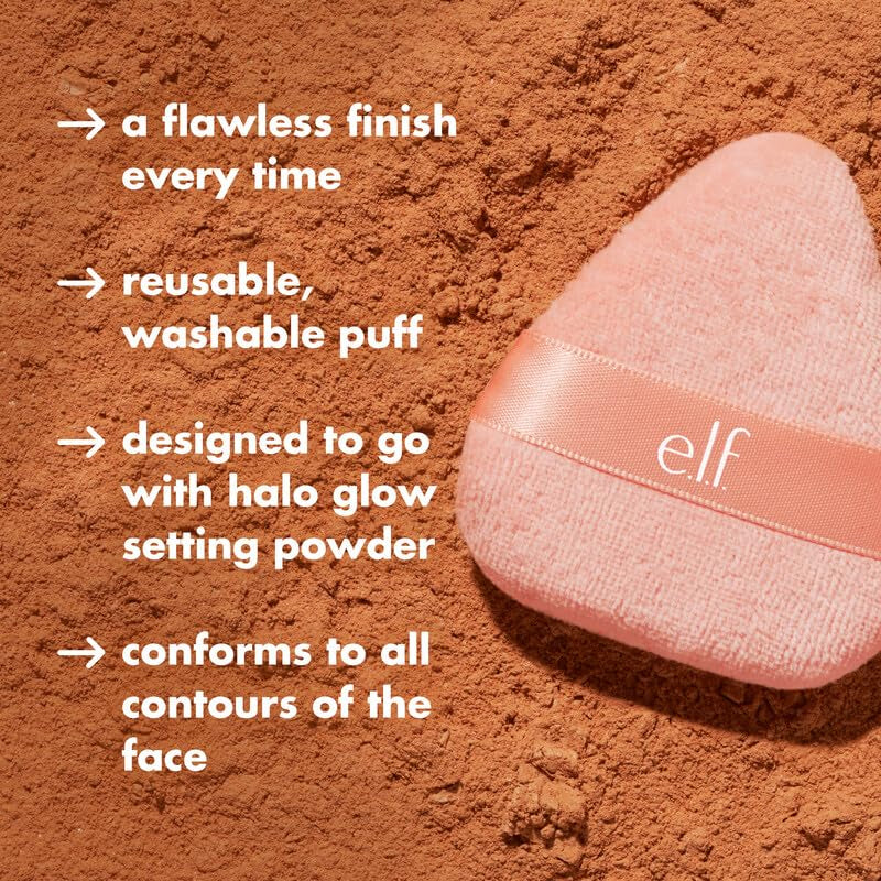 Halo Glow Reusable Powder Puff - Soft Applicator for Loose and Pressed Powders, Conforms Effortlessly to the Face, Vegan and Cruelty-Free