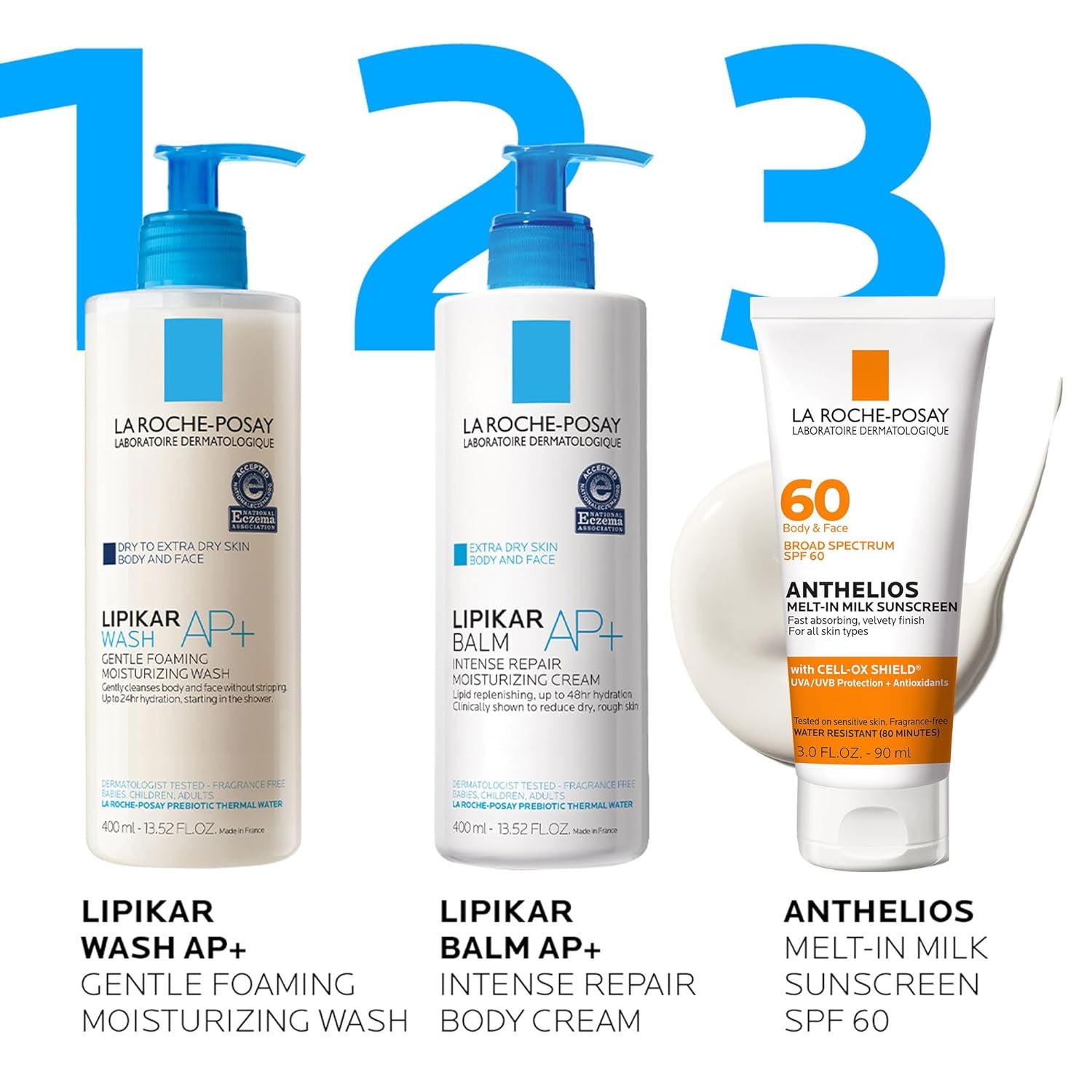 Anthelios Melt-In Milk Sunscreen SPF 60 - Lightweight, Fast-Absorbing, Broad Spectrum Protection for Body & Face, Oil-Free & Oxybenzone Free with Antioxidants