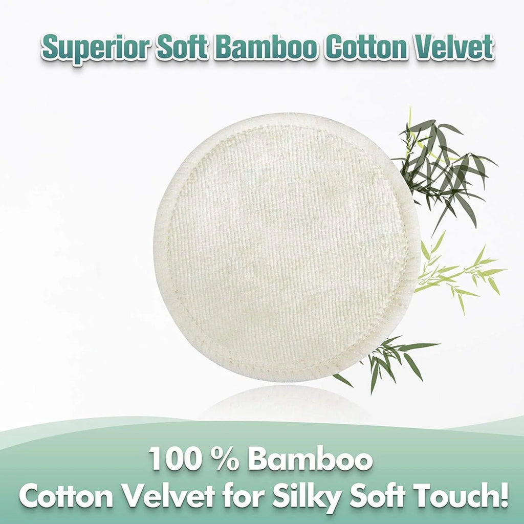 Reusable Makeup Remover Pads - 24 Eco-Friendly Bamboo Velour Cotton Rounds with Laundry Bag and Storage Box for All Skin Types