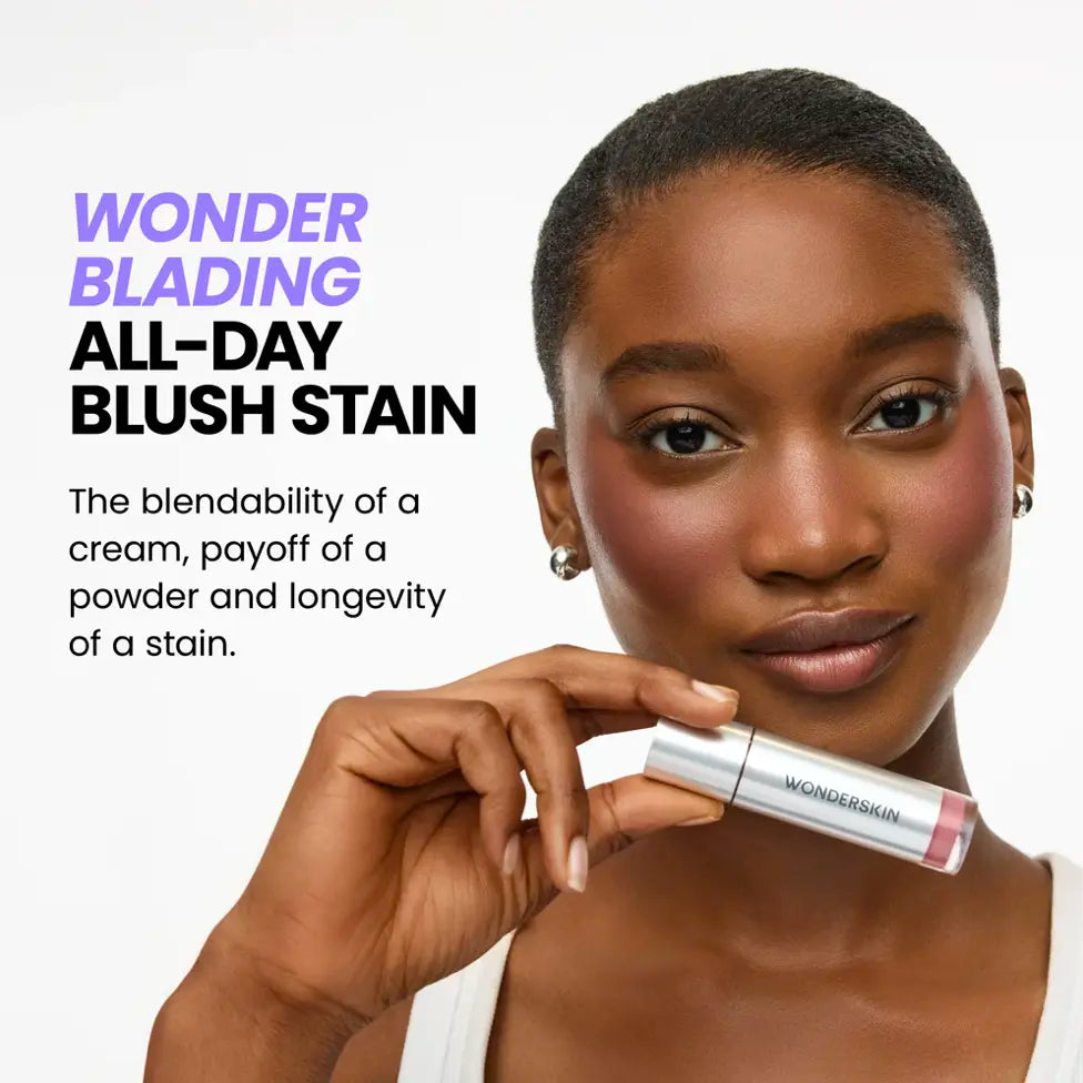 Wonderskin Wonder Blading All-Day Blush Stain | Long-Lasting Liquid Blush (12H Wear) | High Pigment, Blendable, Transfer-Proof | 6 Shades