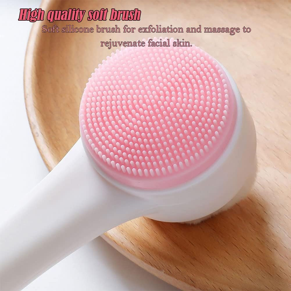 2-in-1 Silicone Facial Cleansing Brush for Deep Pore Exfoliation & Blackhead Removal - Manual Scrubbing & Massage Tool