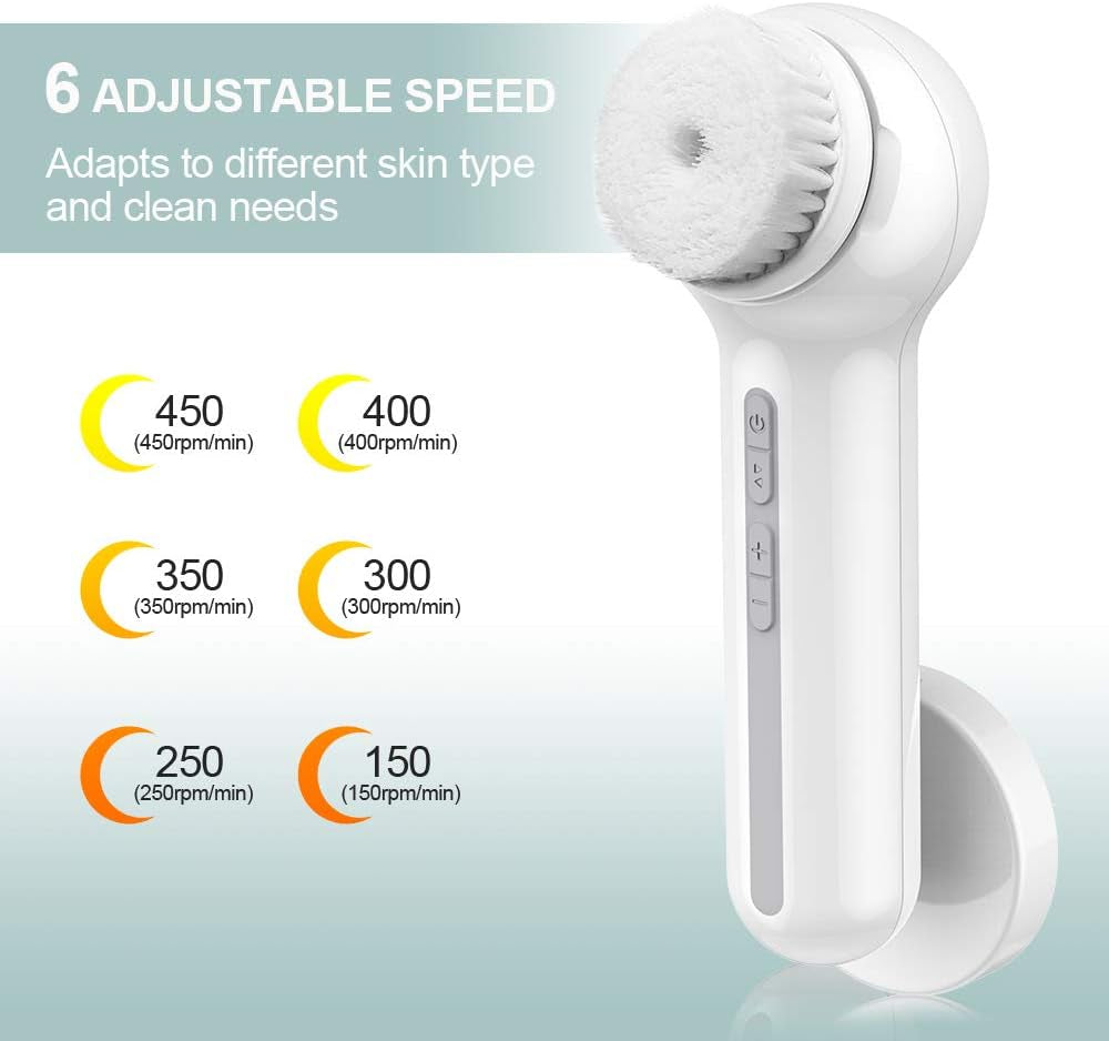 Upgraded Electric Face Scrubber Exfoliator with 3 Brush Heads - 360° Spin for Deep Cleansing, Massaging & Waterproof Design