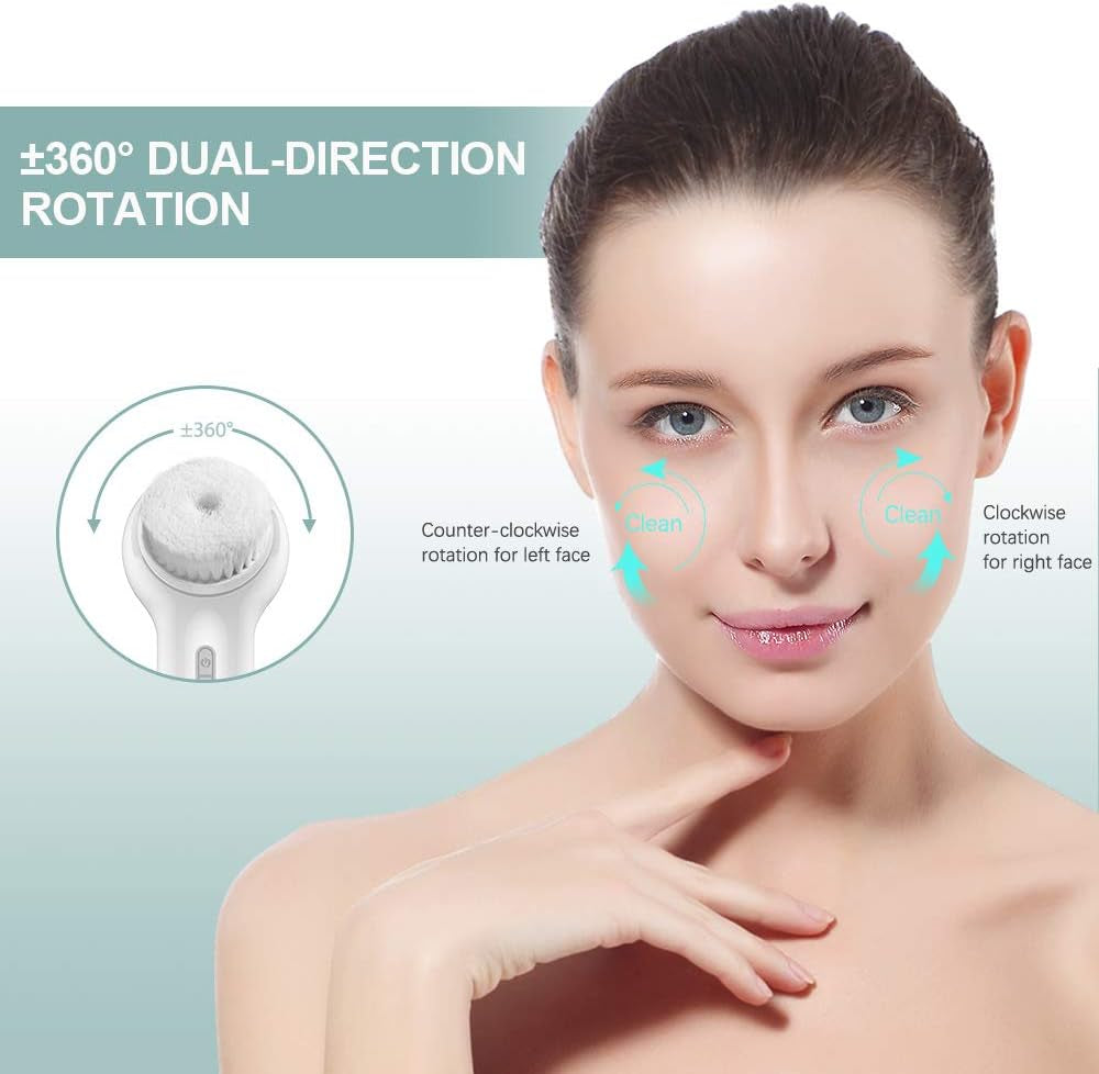 Upgraded Electric Face Scrubber Exfoliator with 3 Brush Heads - 360° Spin for Deep Cleansing, Massaging & Waterproof Design