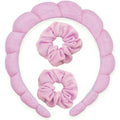 Puffy Spa Headband and Wristband Set for Women - Terry Cloth Hair Band for Skincare and Makeup Application