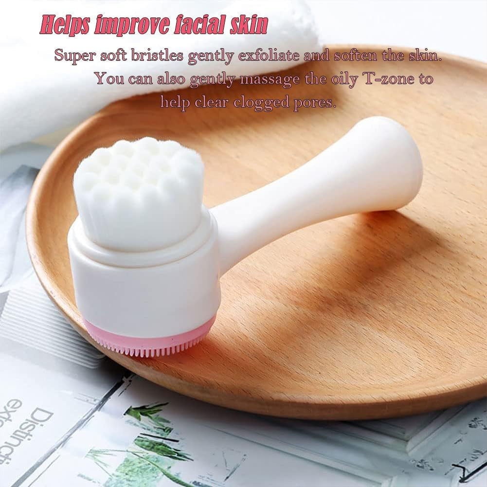 2-in-1 Silicone Facial Cleansing Brush for Deep Pore Exfoliation & Blackhead Removal - Manual Scrubbing & Massage Tool