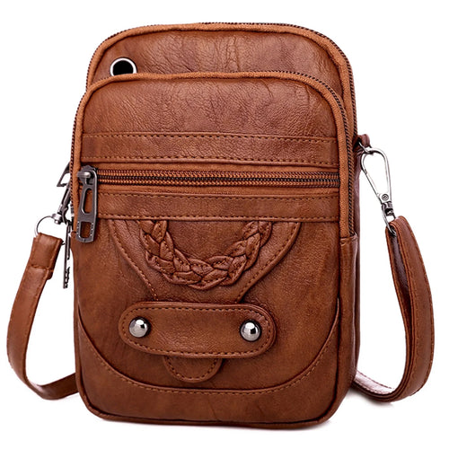 Crossbody Cell Phone Bag - Compact PU Leather Purse for Men and Women with Multiple Pockets and Adjustable Strap