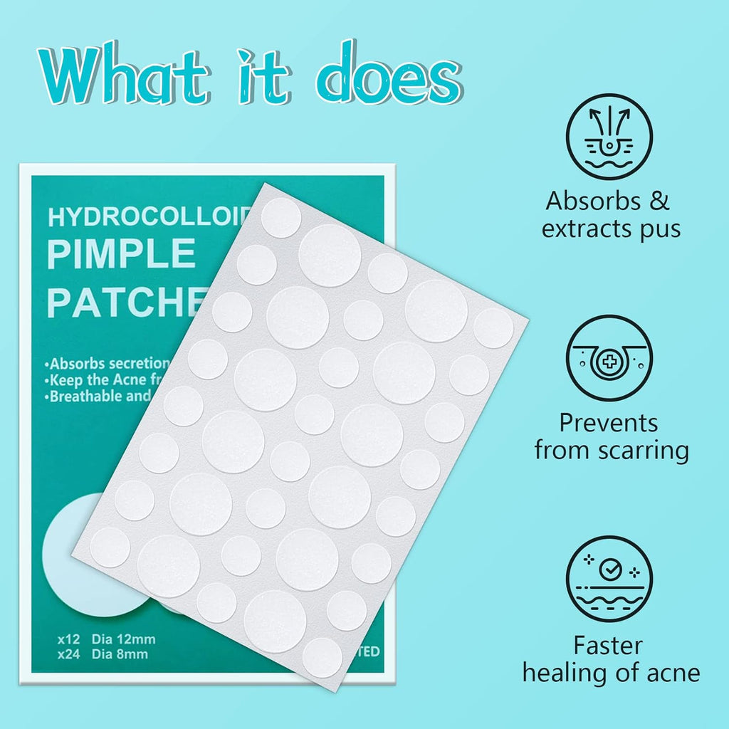 180 Hydrocolloid Pimple Patches - Invisible Acne Spot Treatment for Clearer Skin
