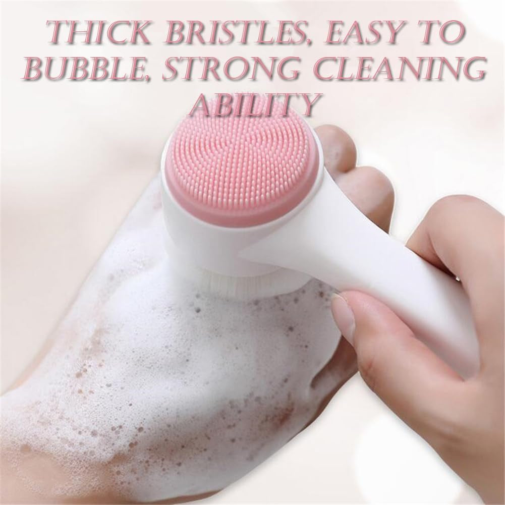 2-in-1 Silicone Facial Cleansing Brush for Deep Pore Exfoliation & Blackhead Removal - Manual Scrubbing & Massage Tool